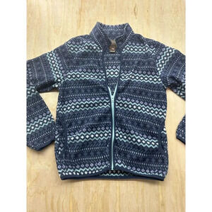 Roper Kids XL Fleece Jacket Full Zip Southwestern Geometric Navy Blue‎ Mock Neck